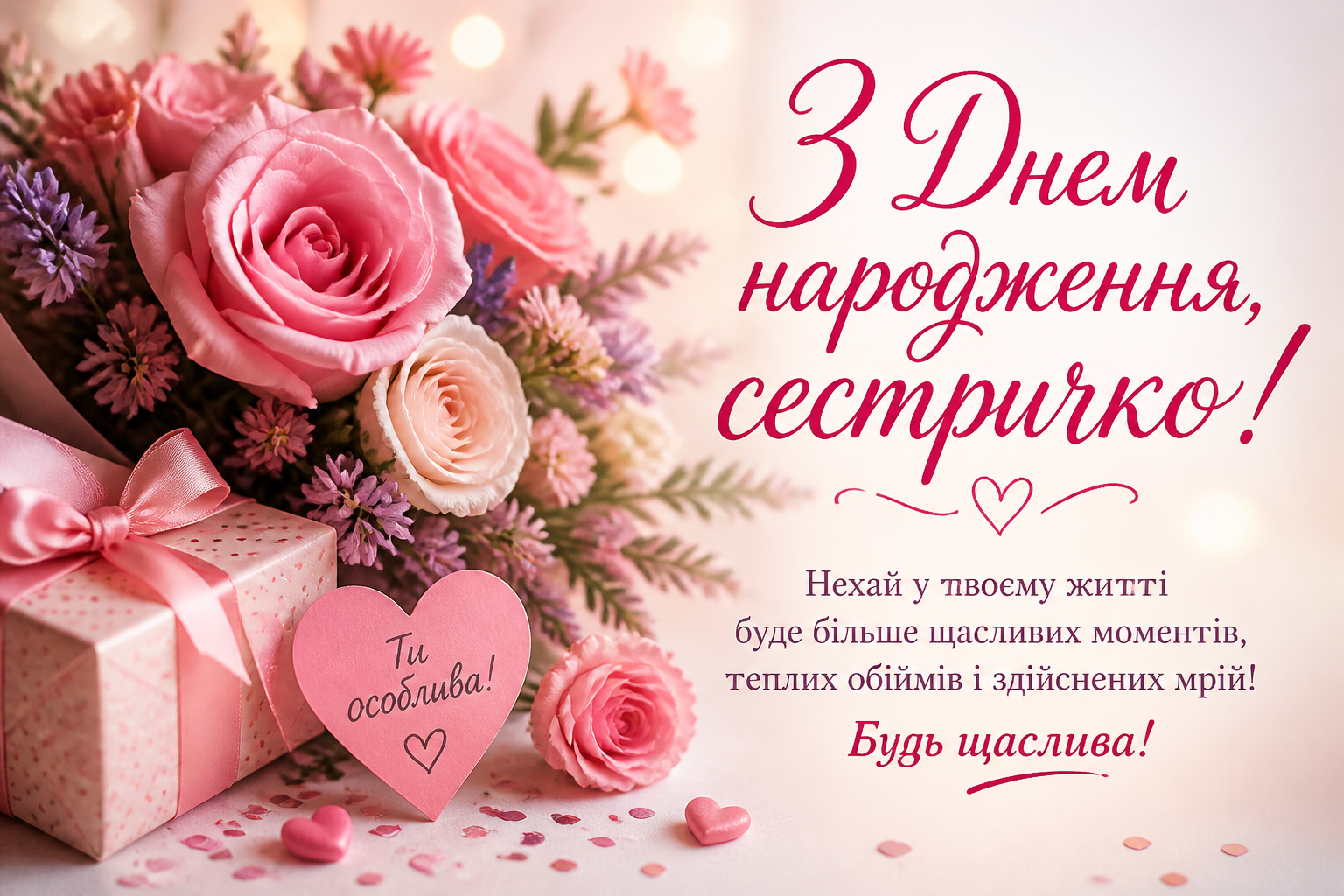 вітання з днем народження сестрі
