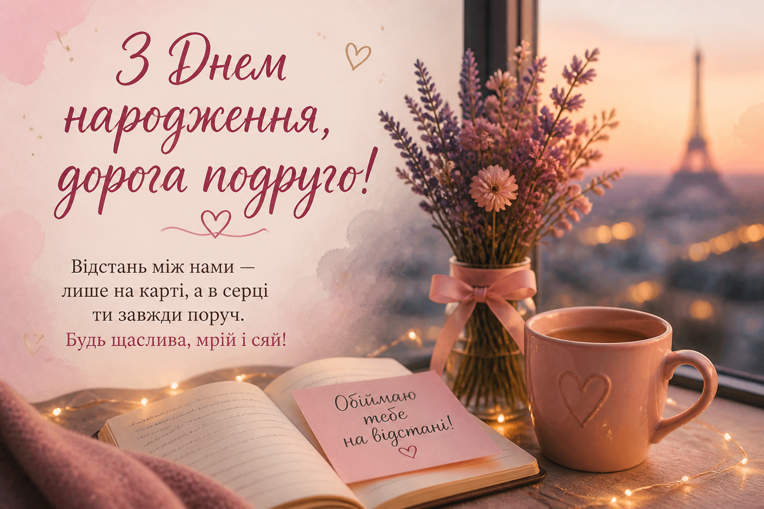 Привітання подрузі, яка далеко — коли відстань не має значення